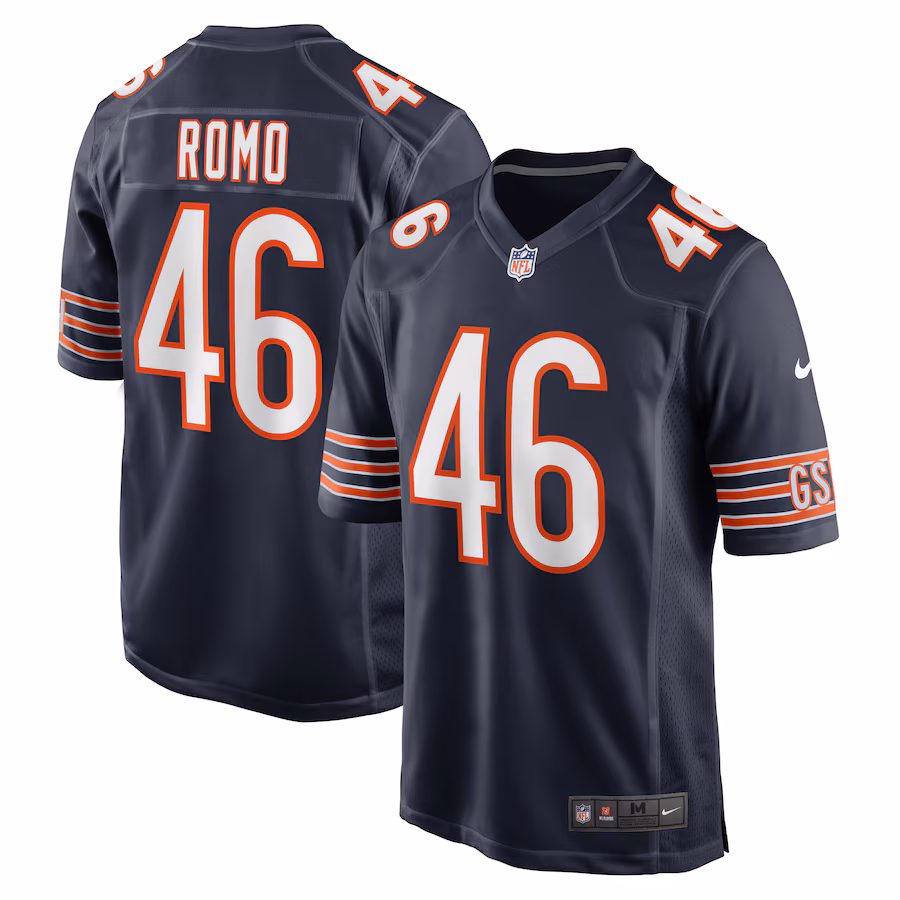 Men's Chicago Bears John Parker Romo Nike  Navy Team Game Jersey - Puhuasuan