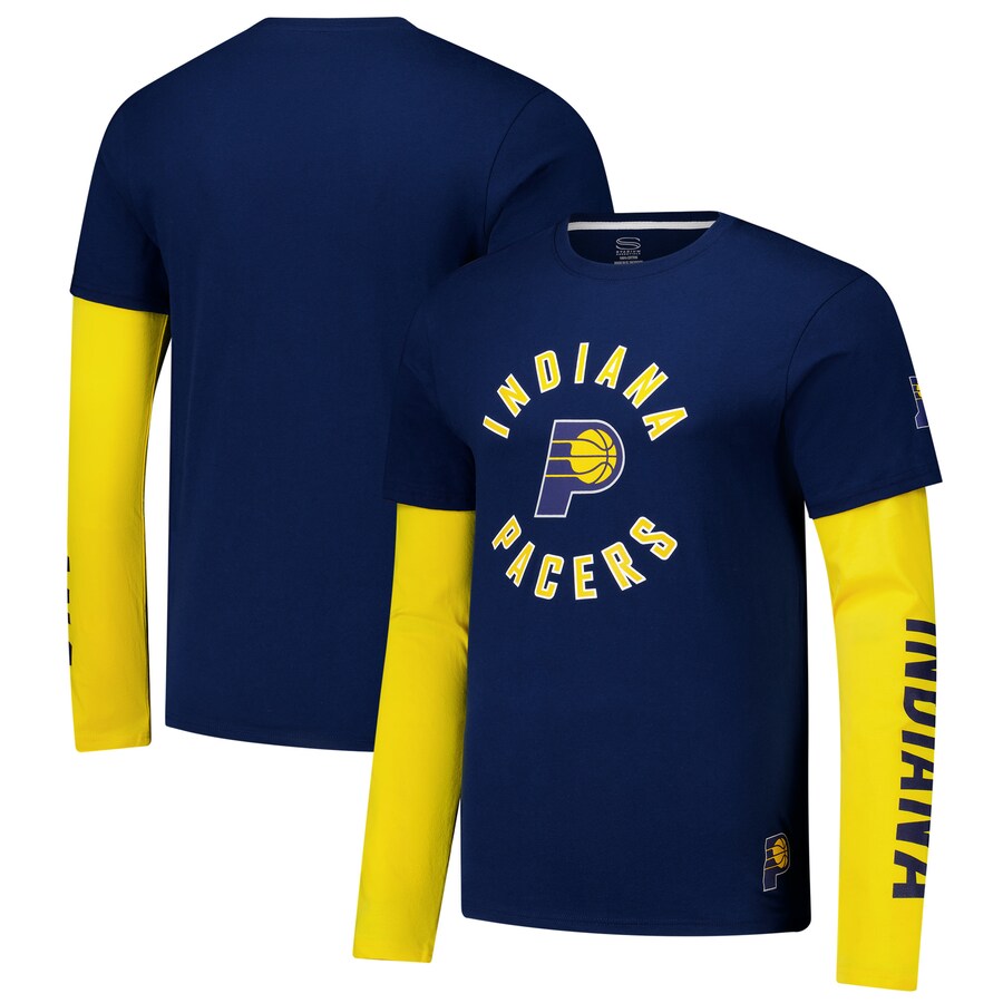 Unisex Indiana Pacers Stadium Essentials Navy Spectator Twofer Long Sleeve  T-Shirt - Puhuasuan