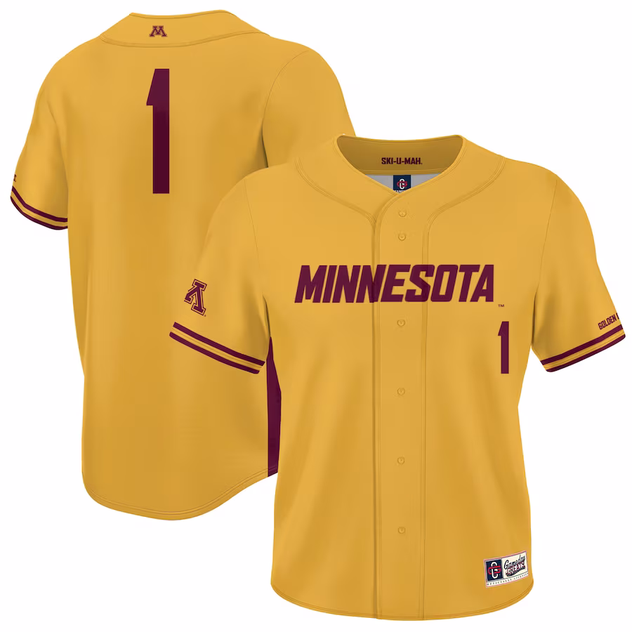 #1 Minnesota Golden Gophers GameDay Greats Youth Baseball Jersey Lightweight- Gold - Puhuasuan