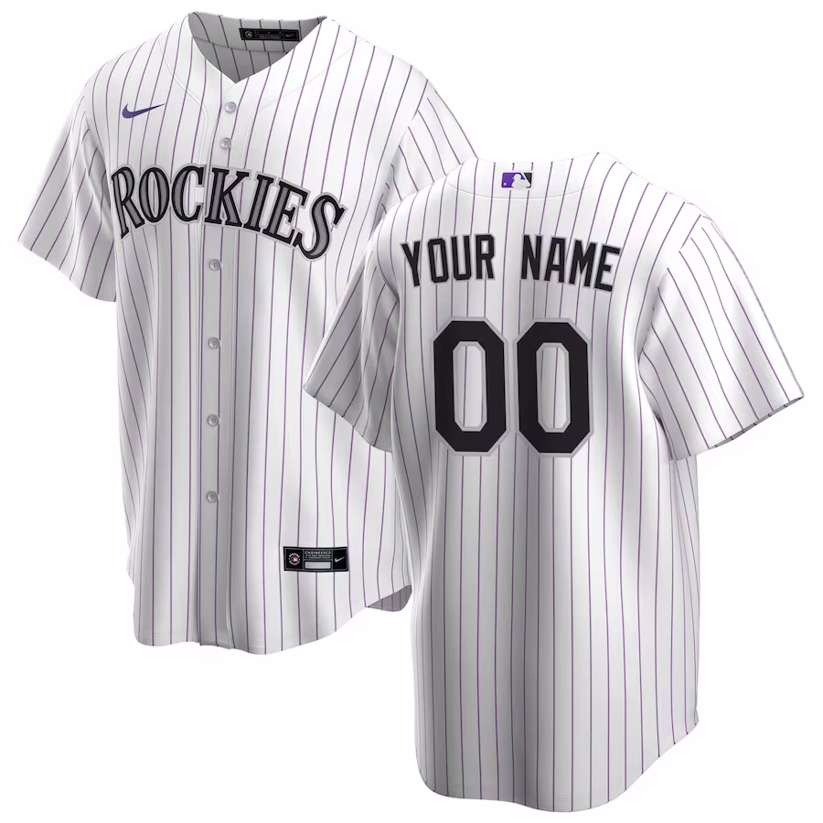 Men's Colorado Rockies Nike White Home Replica Custom Jersey - Puhuasuan