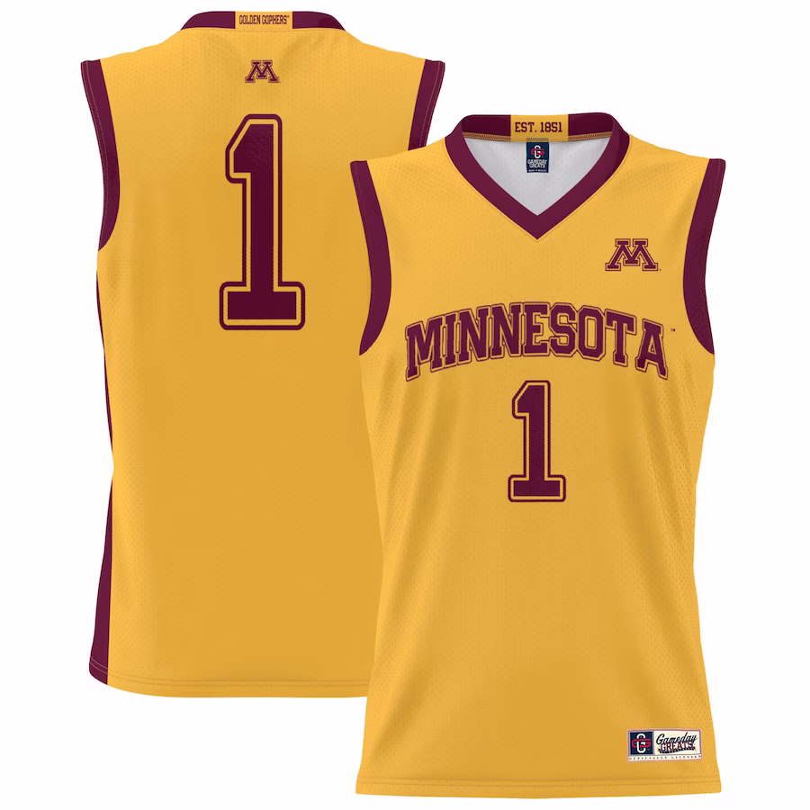 #1 Minnesota Golden Gophers GameDay Greats Youth Lightweight Basketball Jersey - Gold - Puhuasuan
