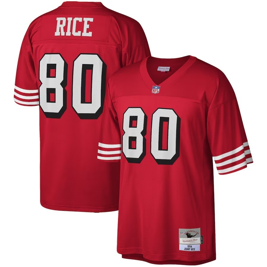 Men's San Francisco 49ers Jerry Rice Mitchell & Ness Scarlet Legacy Replica Jersey - Puhuasuan