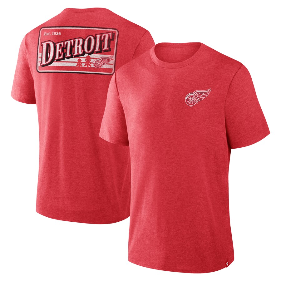 Men's Detroit Red Wings Fanatics Heather Red Fan Lanes Tri-Blend T-Shirt - Puhuasuan