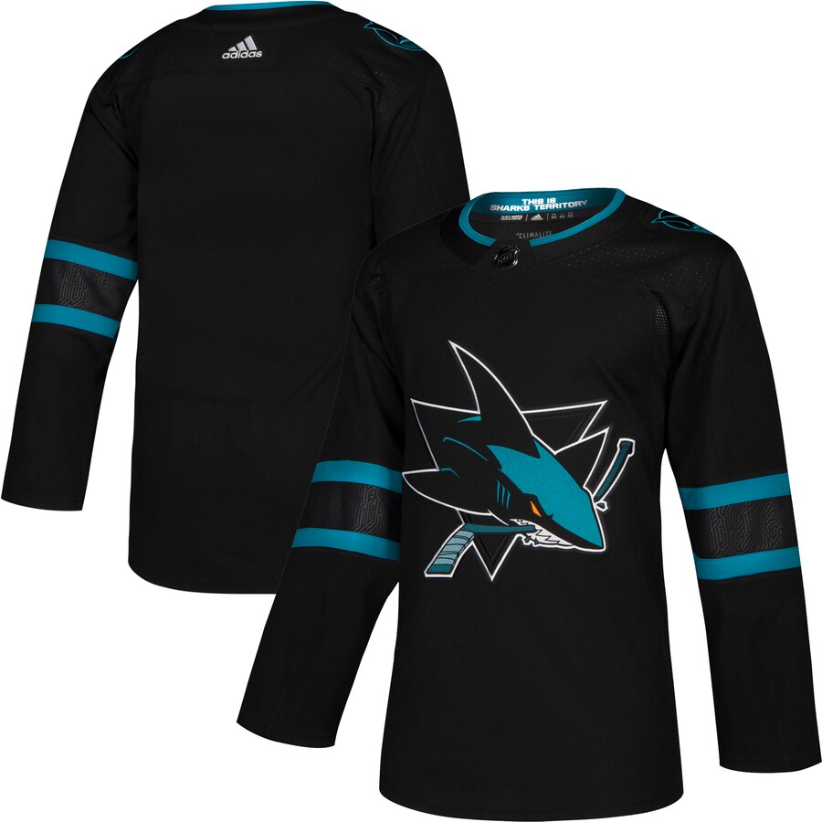 Men's San Jose Sharks adidas Black Alternate Authentic Jersey - Puhuasuan