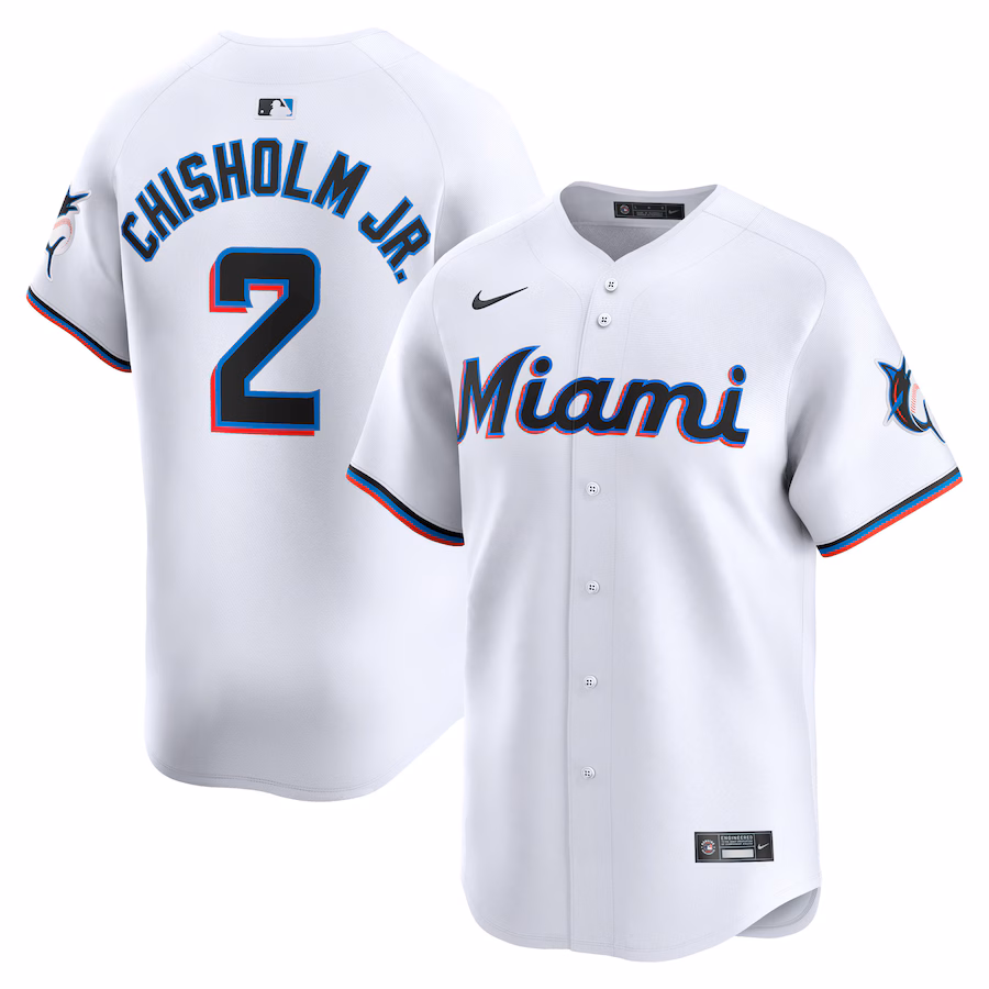 Men's Miami Marlins Jazz Chisholm Jr. Nike White Home Limited Player Jersey - Puhuasuan