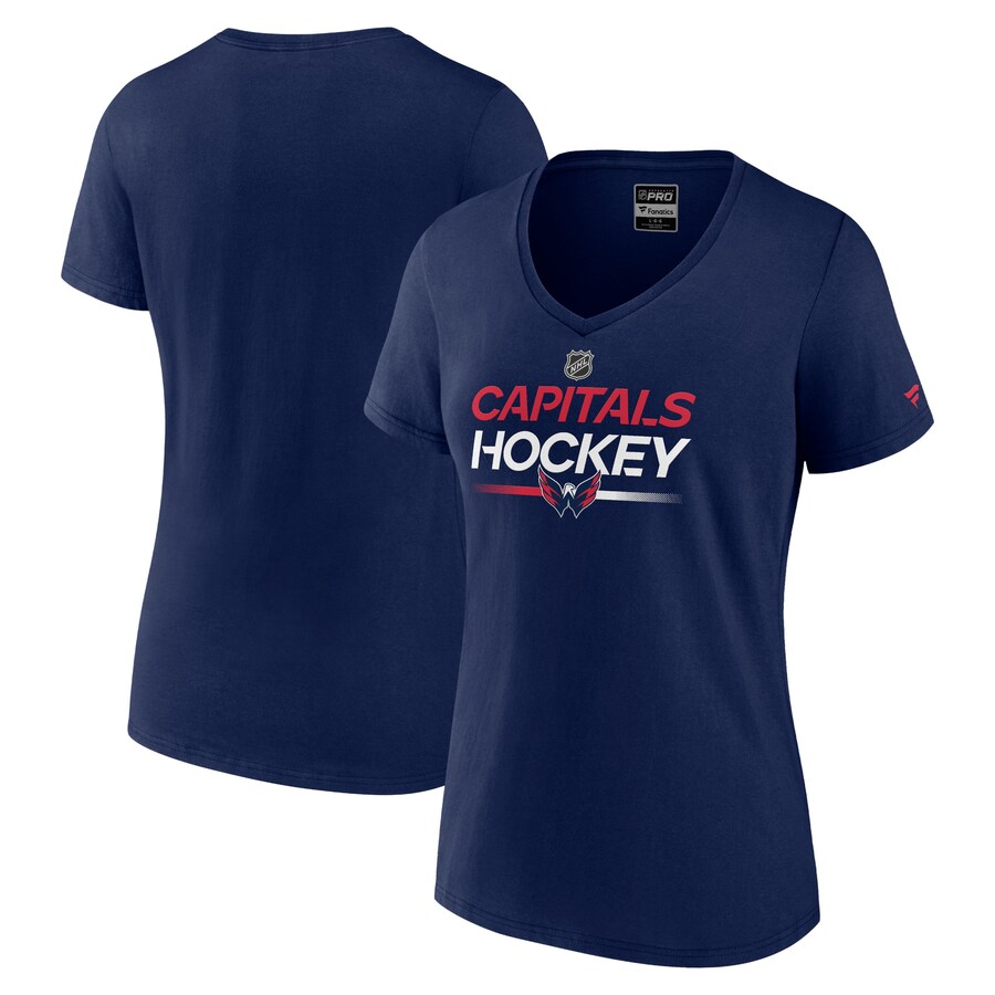 Women's Washington Capitals Fanatics Navy Authentic Pro V-Neck T-Shirt - Puhuasuan