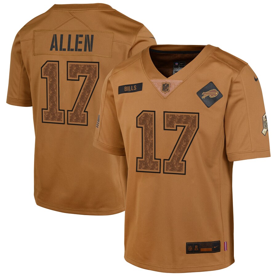 Youth Buffalo Bills Josh Allen Nike Brown 2023 Salute To Service Limited Jersey - Puhuasuan