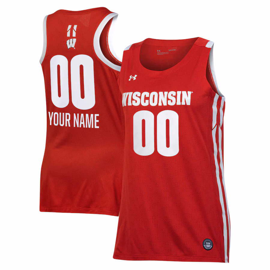 Wisconsin Badgers Under Armour Women's Custom Alternate Basketball Jersey - Red - Puhuasuan