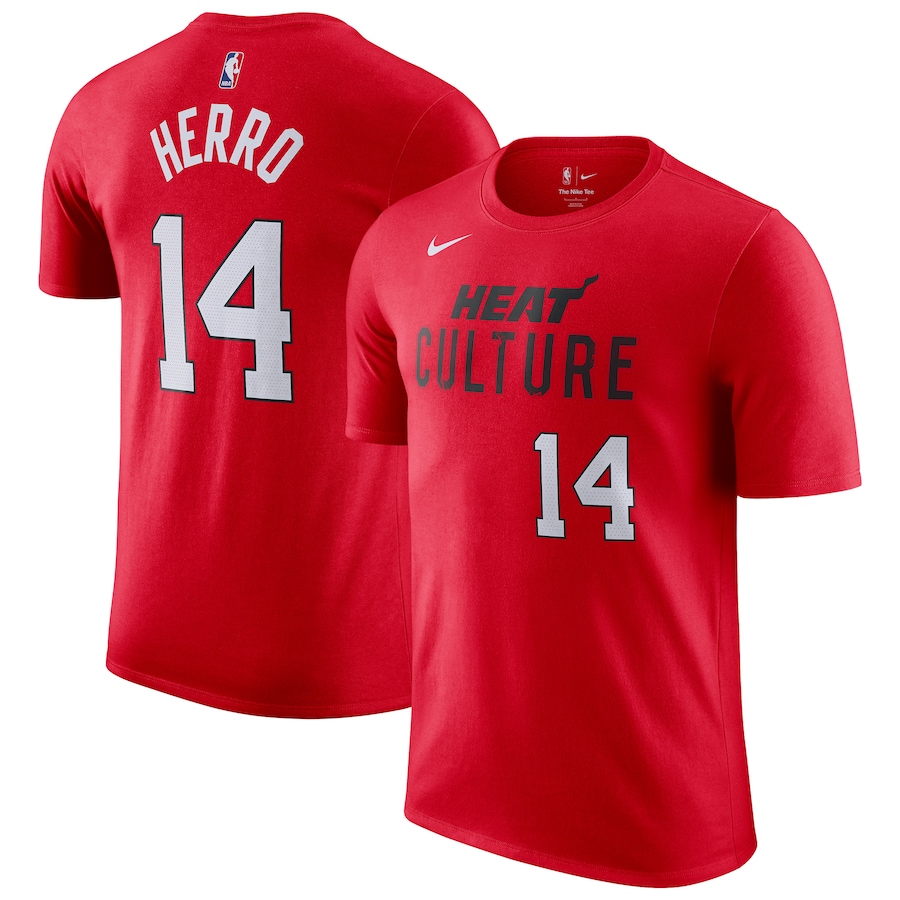 Men's Miami Heat Tyler Herro Nike Red 2024/25 City Edition Name & Number T-Shirt - Puhuasuan