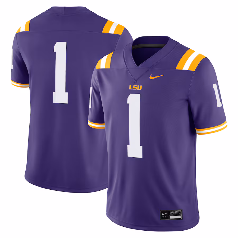 Men's Nike #1 Purple LSU Tigers Game Jersey - Puhuasuan
