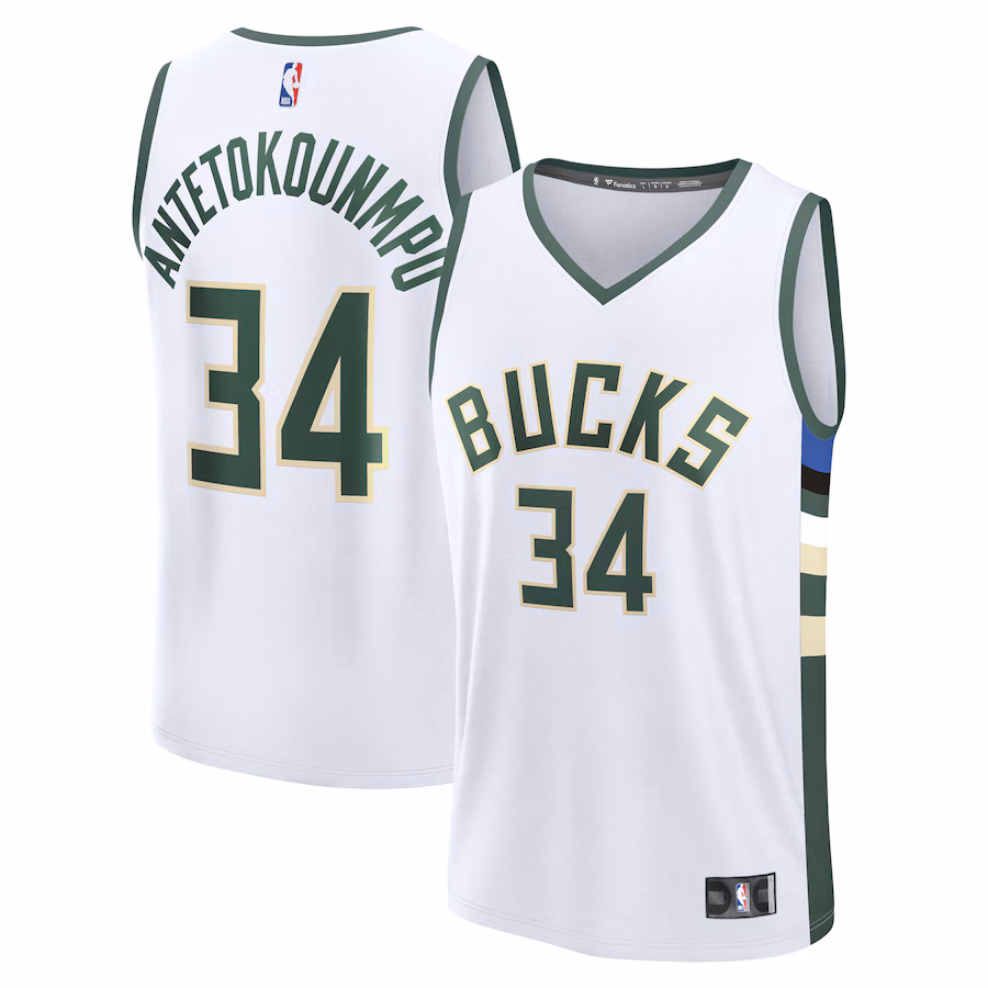 Youth Milwaukee Bucks Giannis Antetokounmpo Fanatics White Fast Break Replica Player Jersey - Association Edition - Puhuasuan