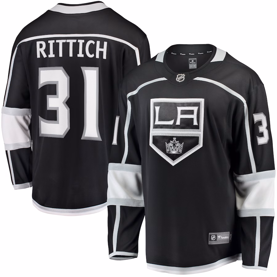 Men's Los Angeles Kings David Rittich Fanatics Black Home Premier Breakaway Player Jersey - Puhuasuan