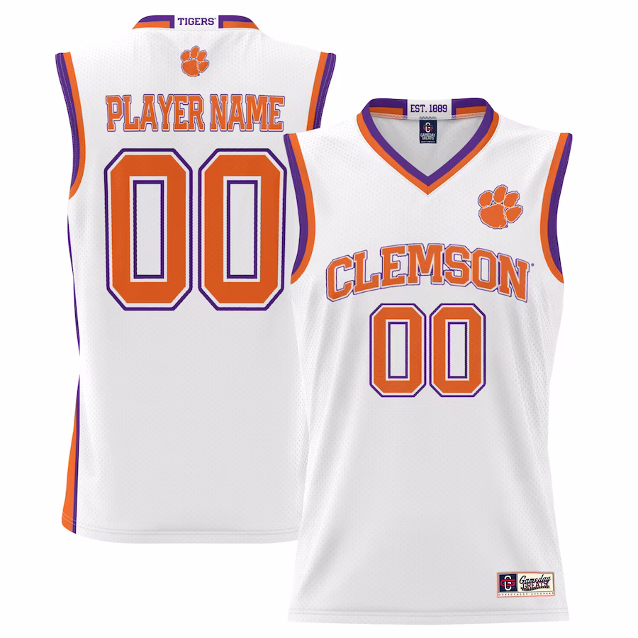 Clemson Tigers GameDay Greats Youth NIL Pick-A-Player Lightweight Basketball Jersey - White - Puhuasuan
