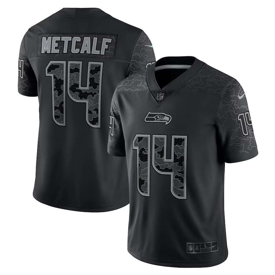 Men's Seattle Seahawks DK Metcalf Nike Black RFLCTV Limited Jersey - Puhuasuan
