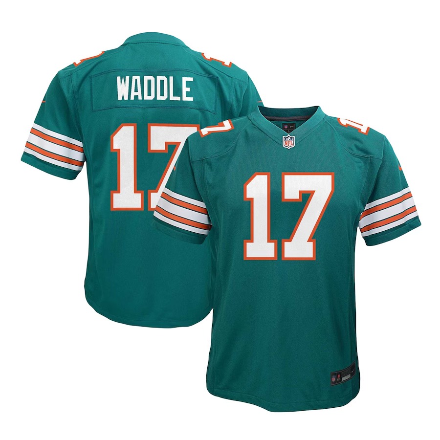 Youth Miami Dolphins Jaylen Waddle Nike Aqua Alternate Player Game Jersey - Puhuasuan