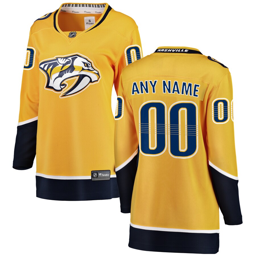 Women's Nashville Predators Fanatics Branded Yellow Home Breakaway Custom Jersey - Puhuasuan