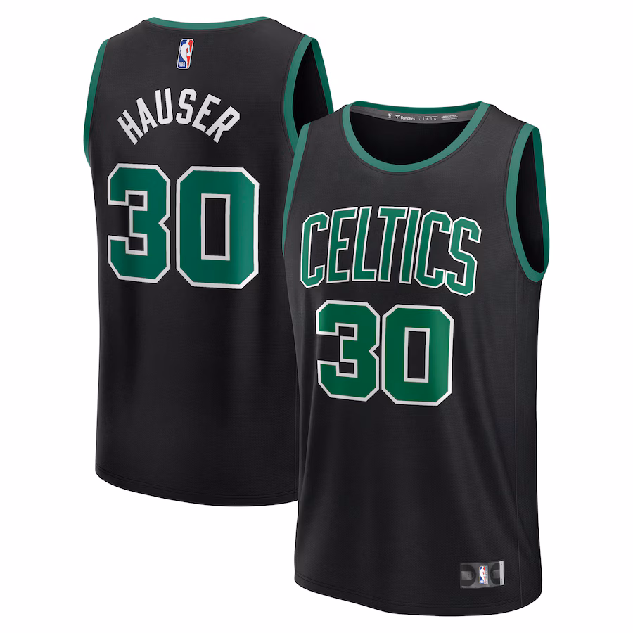 Men's Boston Celtics Sam Hauser Fanatics Black Fast Break Replica Player Jersey - Statement Edition - Puhuasuan
