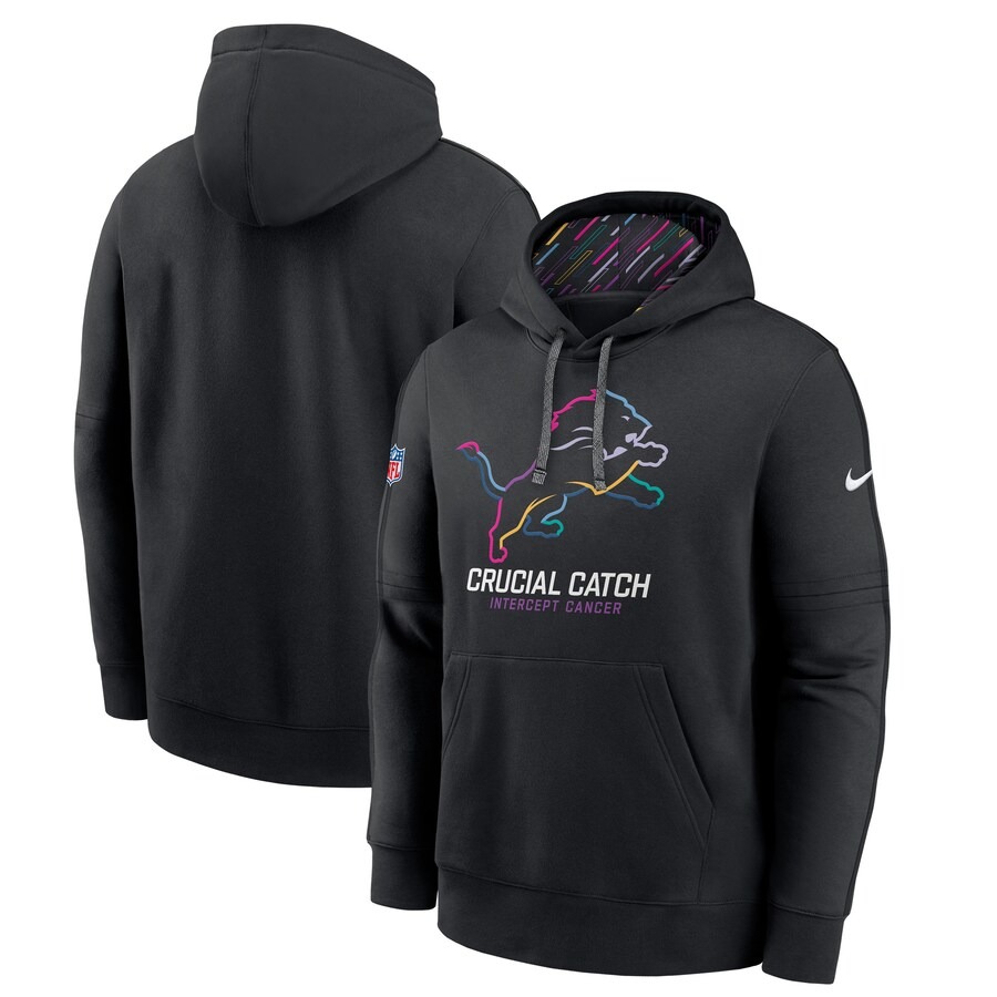 Men's Detroit Lions Nike Black 2024 NFL Crucial Catch Big & Tall Club Pullover Hoodie - Puhuasuan