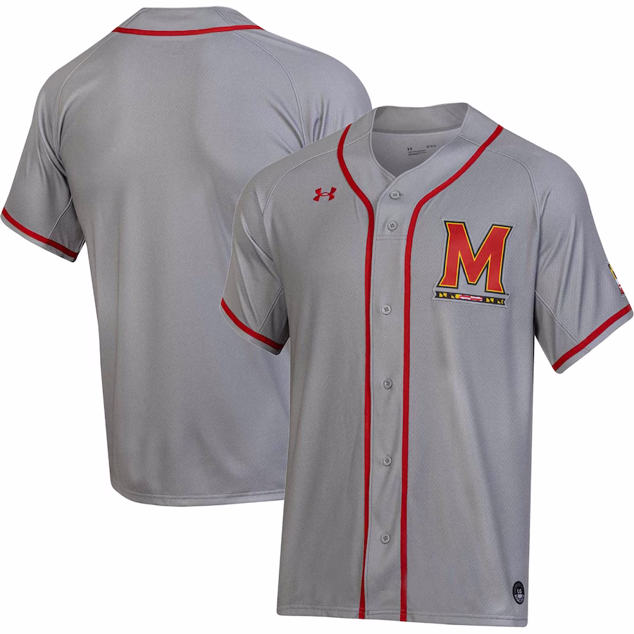 Maryland Terrapins Under Armour Replica Baseball Jersey - Gray - Puhuasuan
