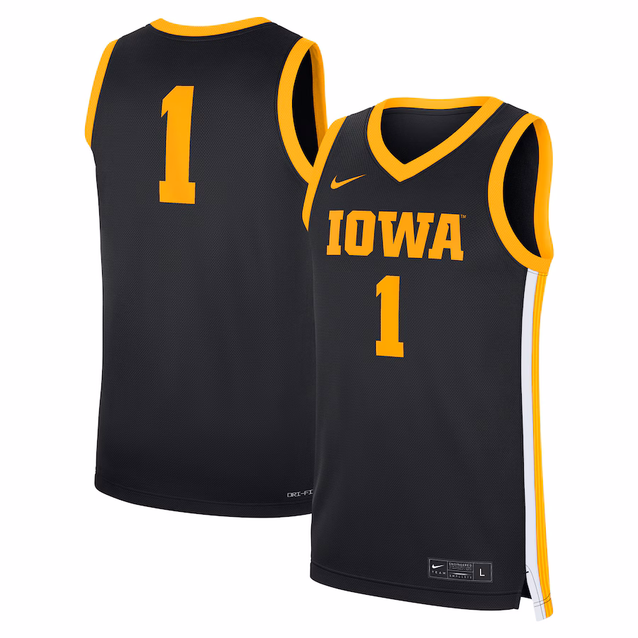 Men's Nike #1 Black Iowa Hawkeyes Road Replica Jersey - Puhuasuan