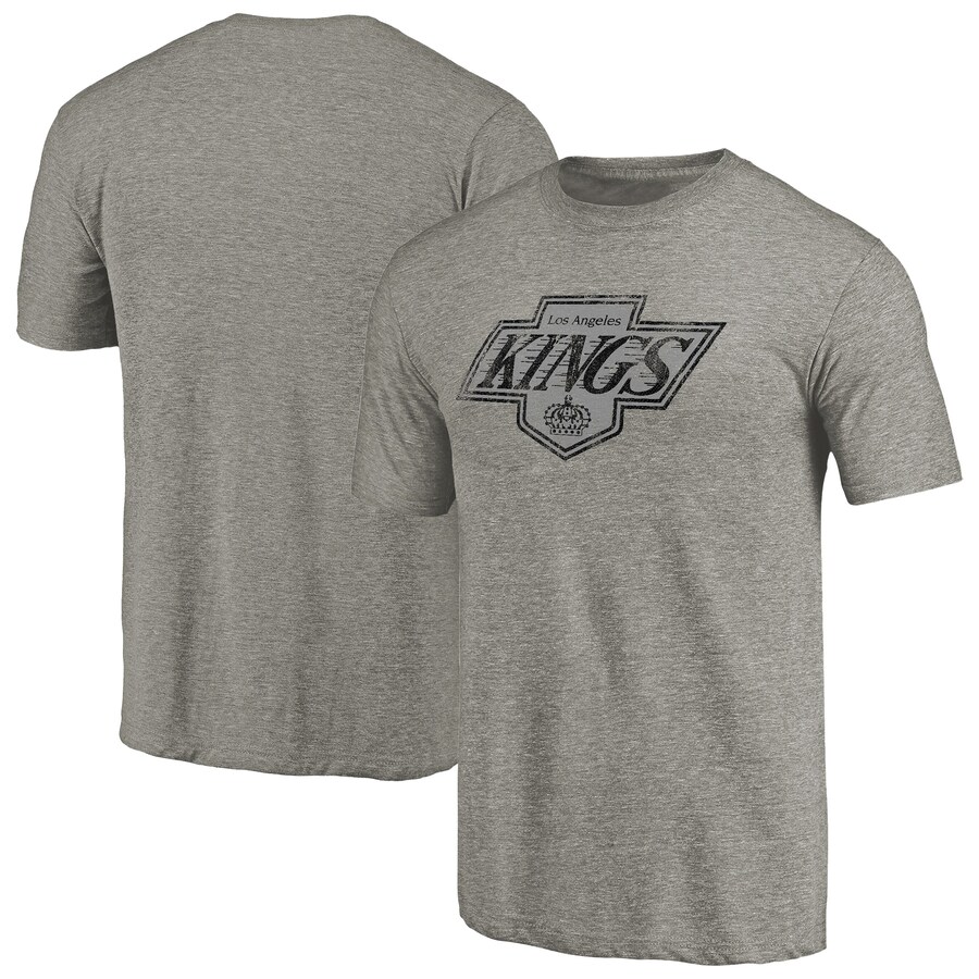 Men's Los Angeles Kings Ash Throwback Logo 1988-1989 Tri-Blend T-Shirt - Puhuasuan