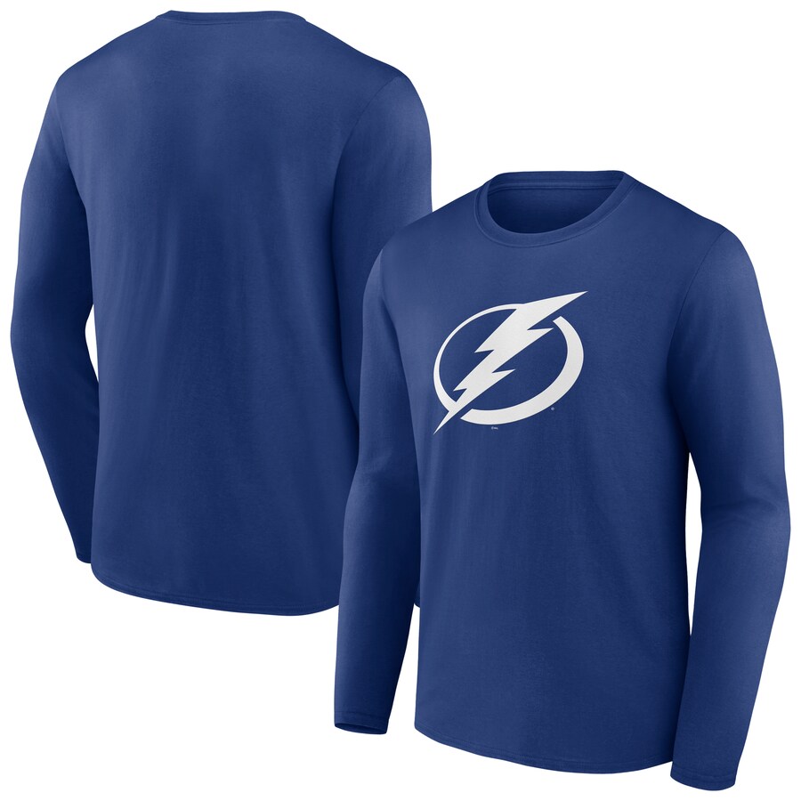 Men's Tampa Bay Lightning Blue Primary Logo Long Sleeve T-Shirt - Puhuasuan