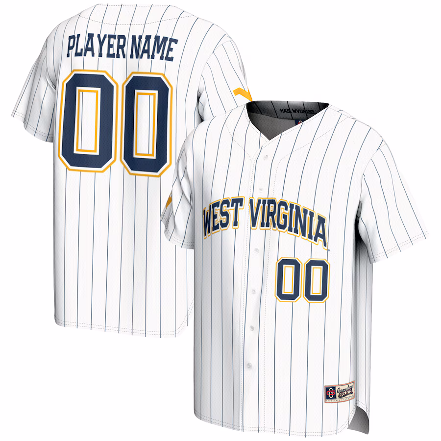 West Virginia Mountaineers GameDay Greats Youth NIL Pick-A-Player Lightweight Baseball Jersey - White - Puhuasuan