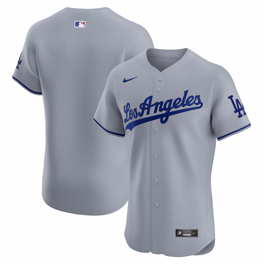 Men's Los Angeles Dodgers  Nike Gray Road Vapor Premier Elite Patch Jersey - Puhuasuan