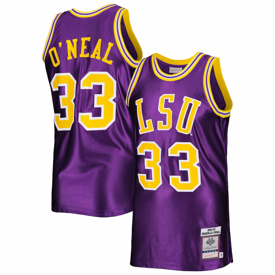 Men's Mitchell & Ness Shaquille O'Neal Purple LSU Tigers 1990/91 Authentic Jersey - Puhuasuan