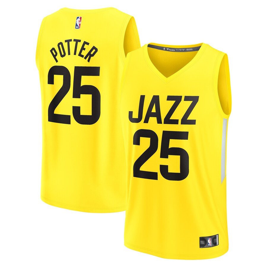Men's Utah Jazz Micah Potter Fanatics Yellow Fast Break Player Jersey - Icon Edition - Puhuasuan