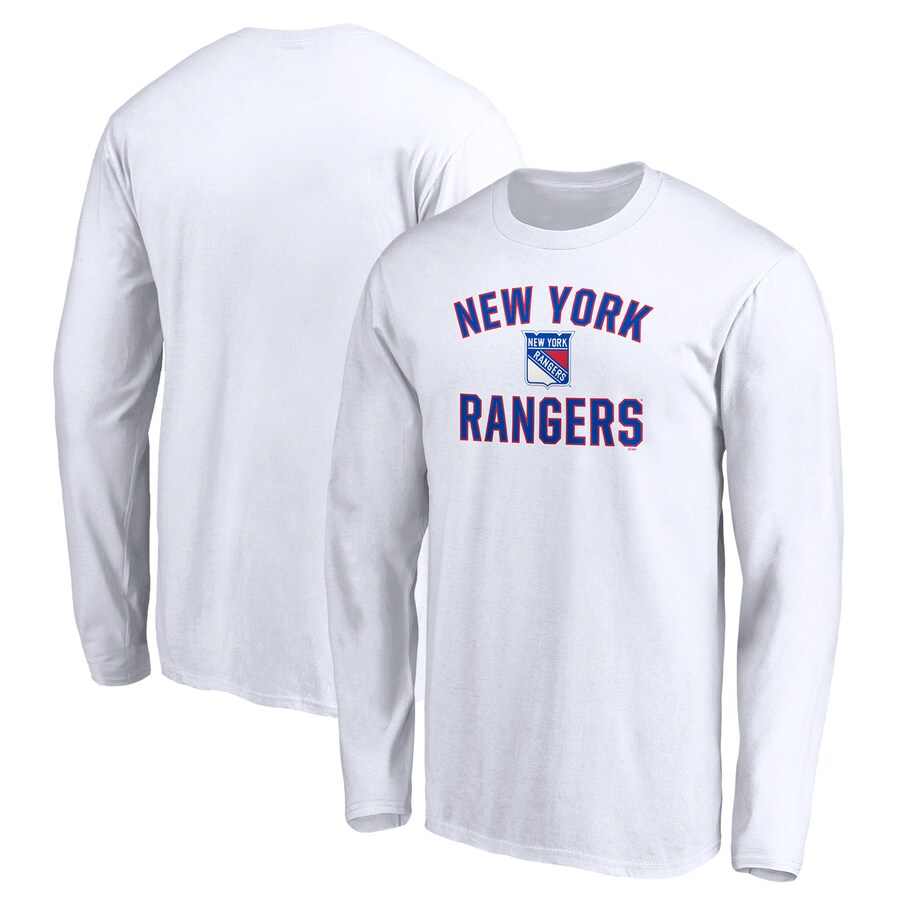 Men's New York Rangers White Victory Arch Long Sleeve T-Shirt - Puhuasuan