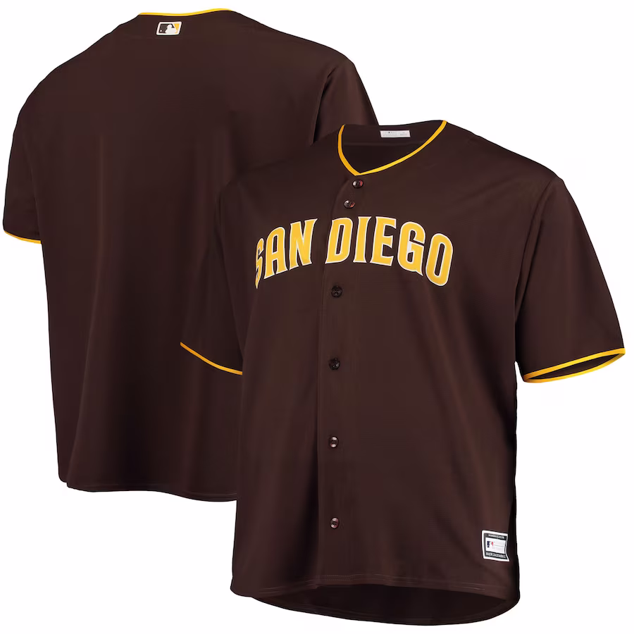 Men's San Diego Padres Sand/Brown Big & Tall Alternate Replica Team Jersey - Puhuasuan