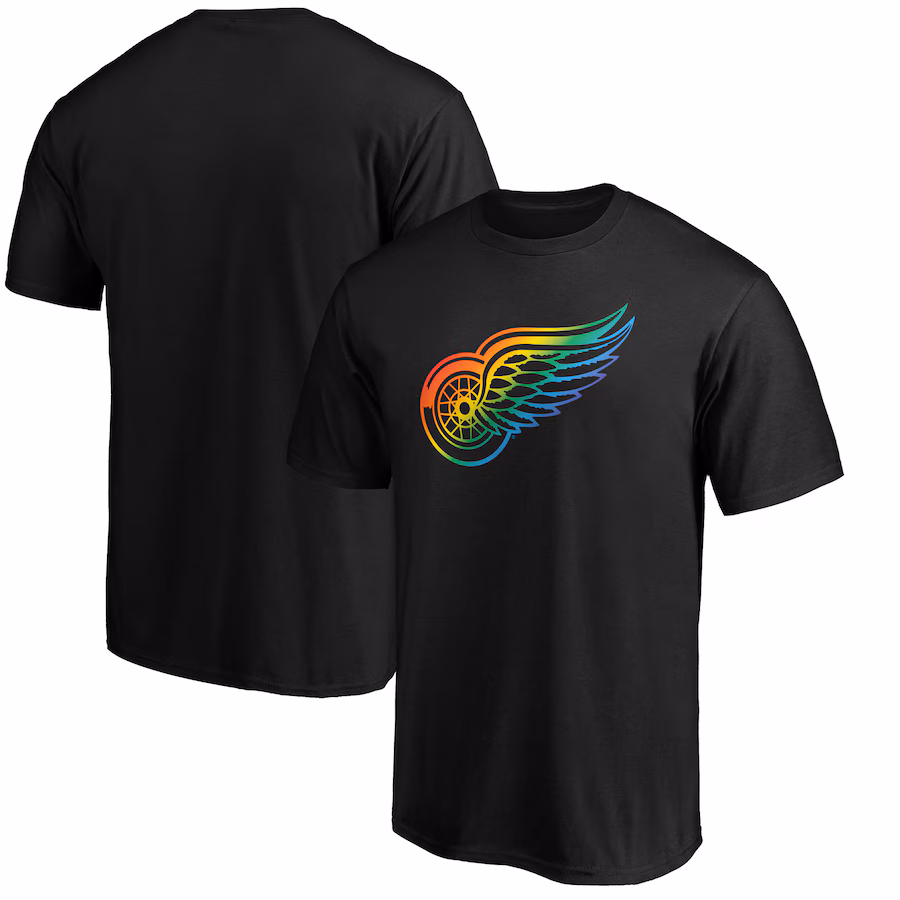 Men's Detroit Red Wings Black Team Pride Logo T-Shirt - Puhuasuan