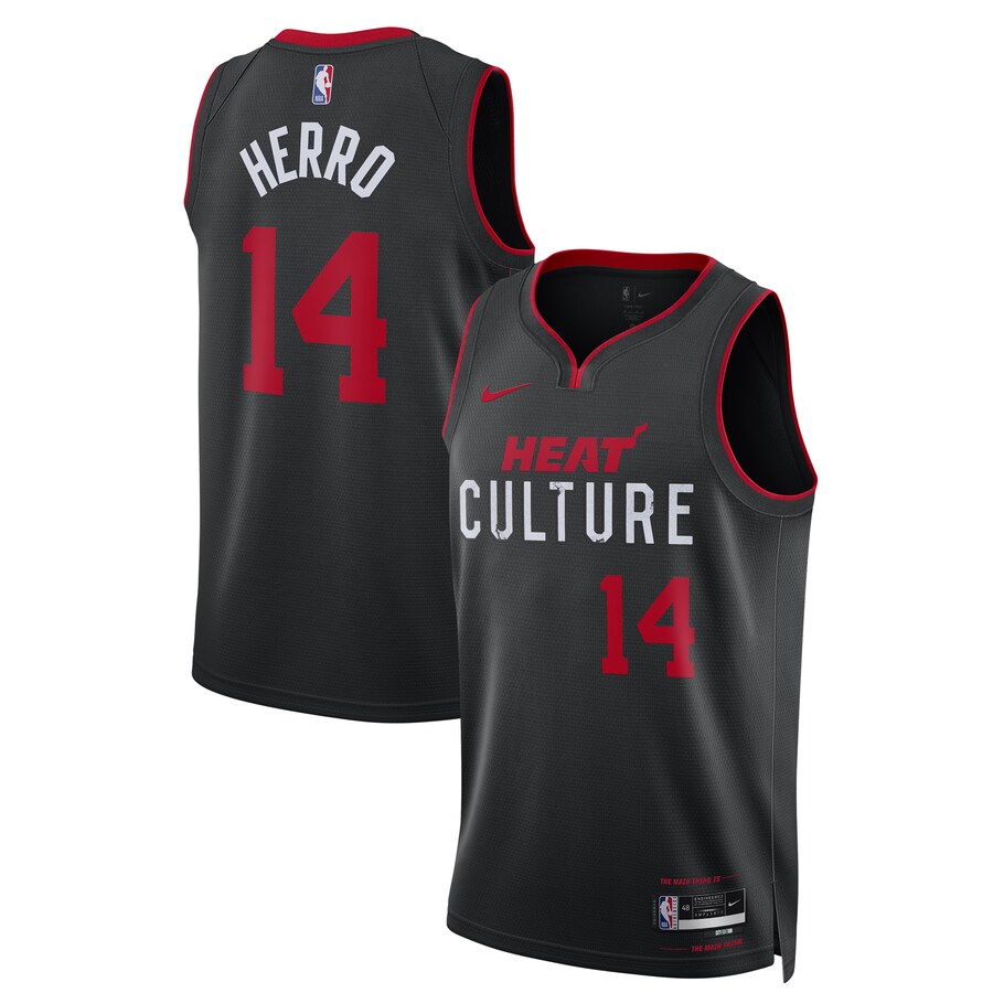 Unisex Miami Heat Tyler Herro Nike Black 2023/24 Swingman Jersey - City Edition - Puhuasuan
