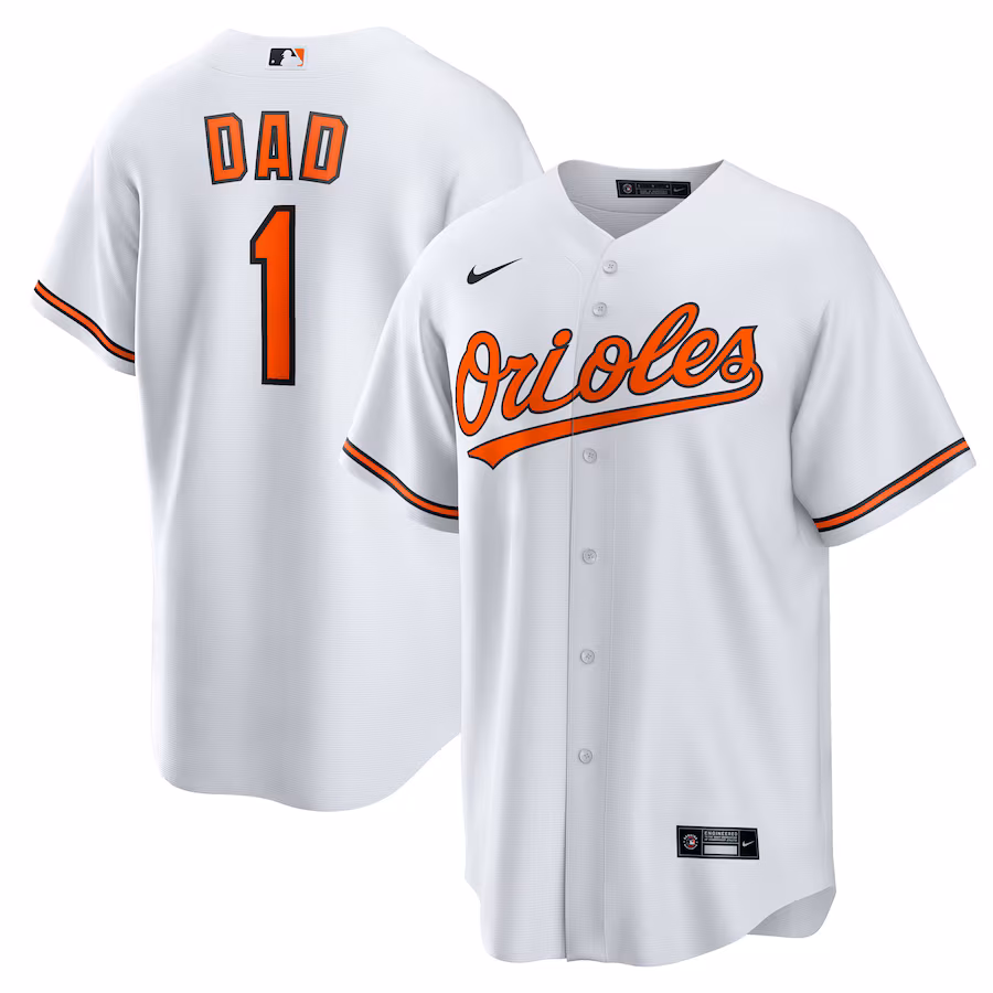 Men's Baltimore Orioles Nike White #1 Dad Home Replica Jersey - Puhuasuan