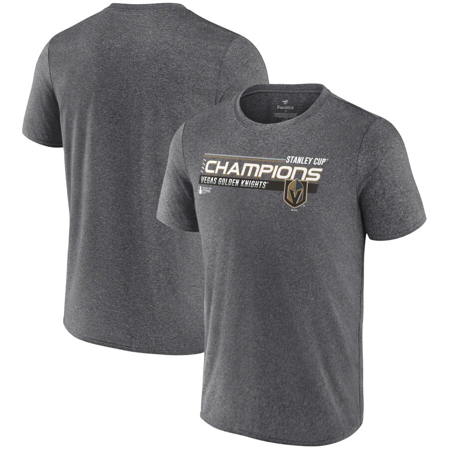 Men's Vegas Golden Knights Fanatics Heather Charcoal 2023 Stanley Cup Champions Shift Performance T-Shirt - Puhuasuan