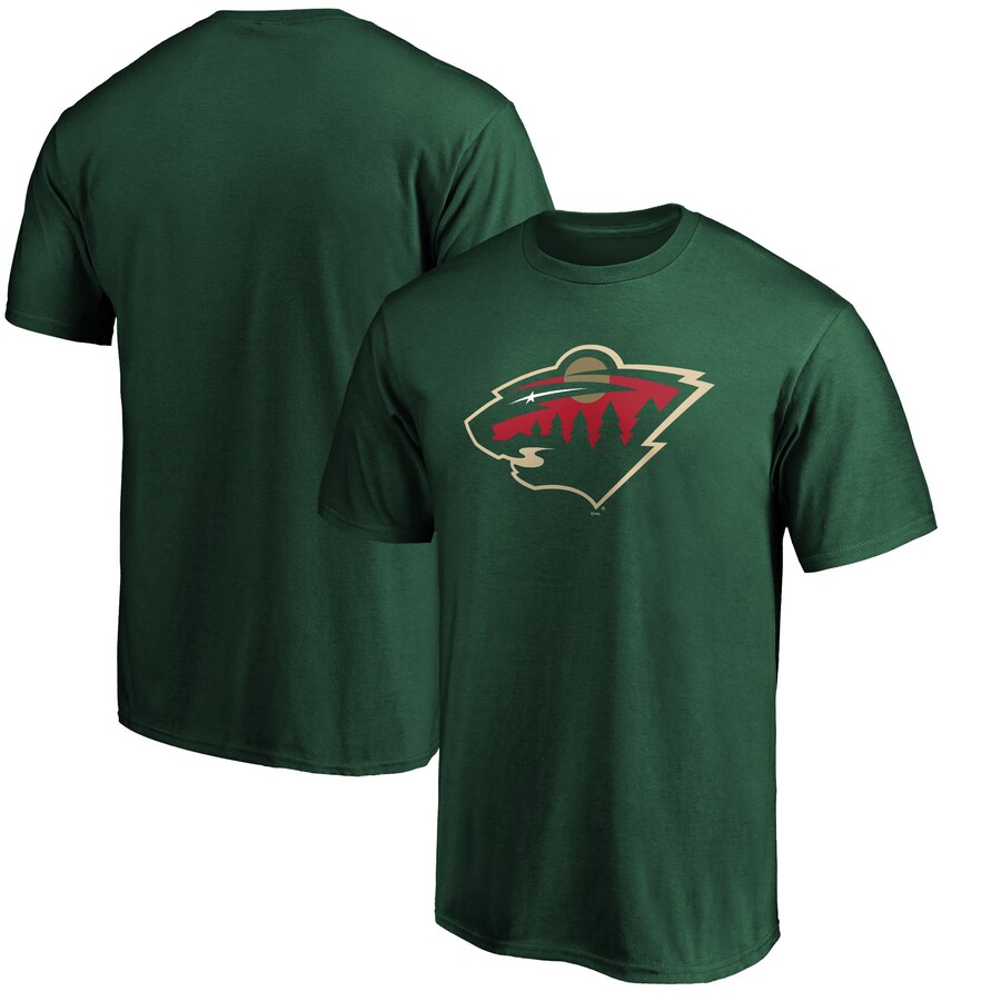 Men's Minnesota Wild Fanatics Green Team Primary Logo T-Shirt - Puhuasuan