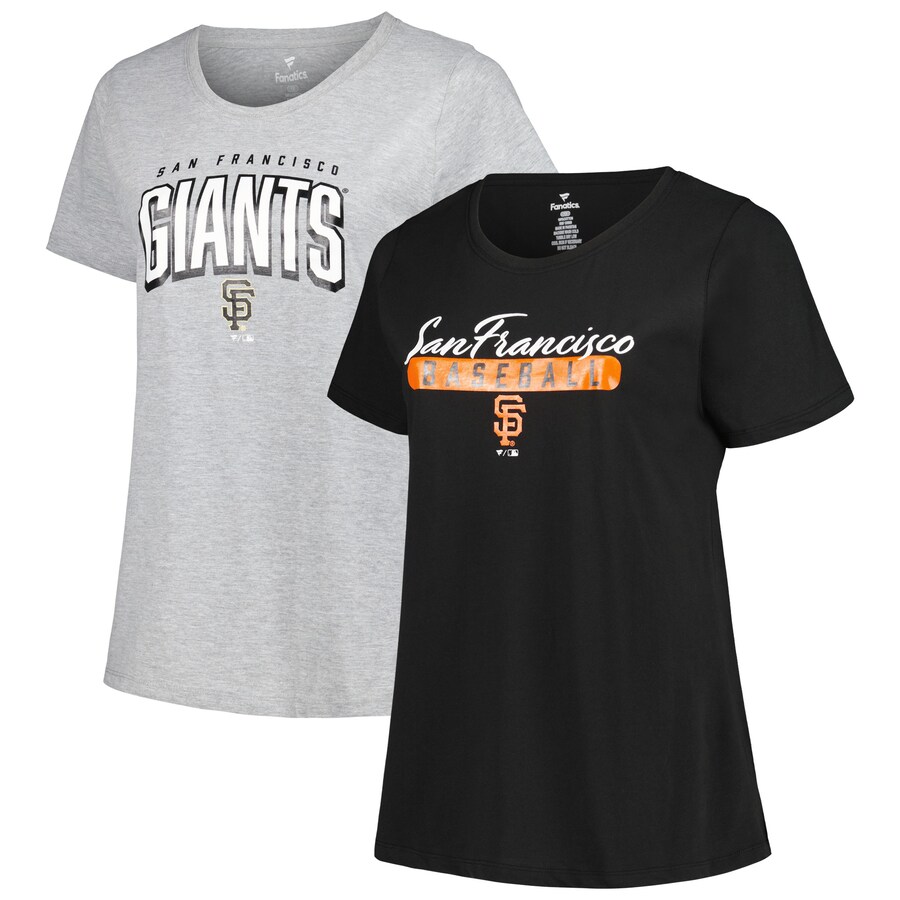 Women's San Francisco Giants Profile Black/Heather Gray Plus Size T-Shirt Combo Pack - Puhuasuan