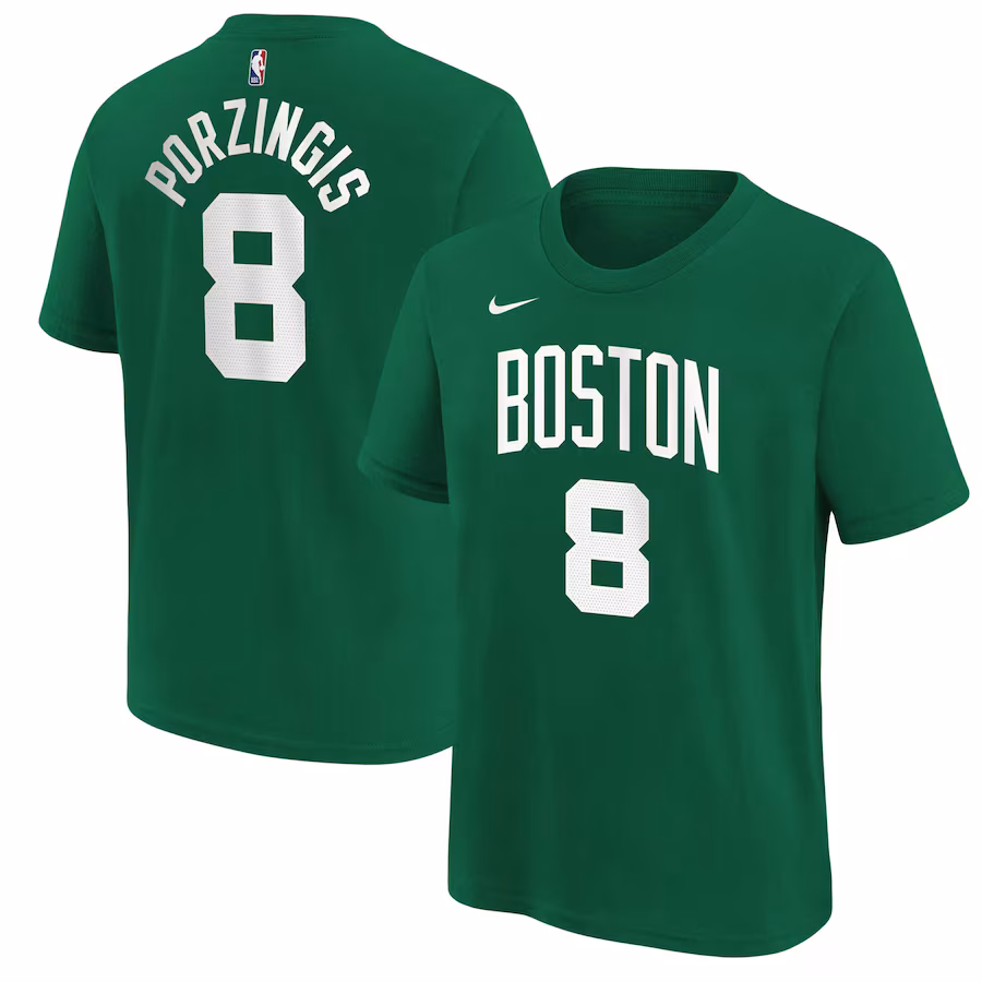 Youth Boston Celtics Kristaps Porzingis Nike Kelly Green Icon Name & Number T-Shirt - Puhuasuan