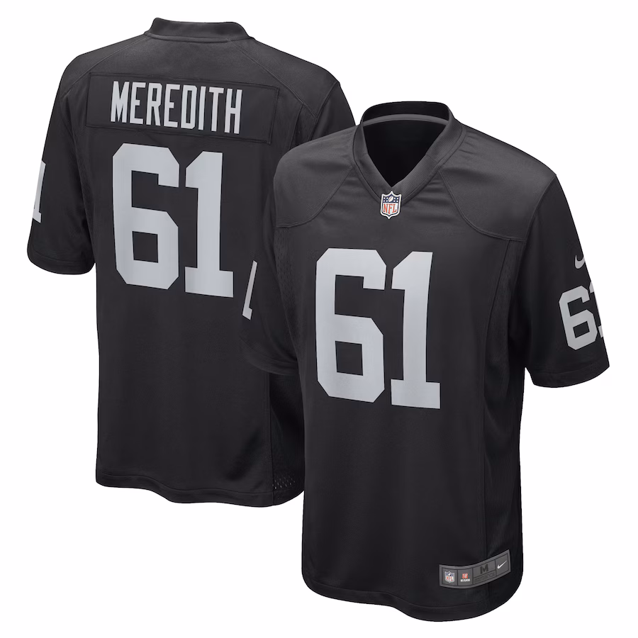 Men's Las Vegas Raiders Jordan Meredith Nike Black Game Player Jersey - Puhuasuan