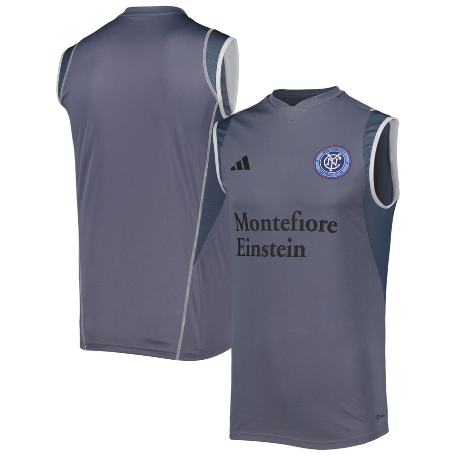 Men's New York City FC adidas Gray 2023 On-Field Sleeveless Training Jersey - Puhuasuan