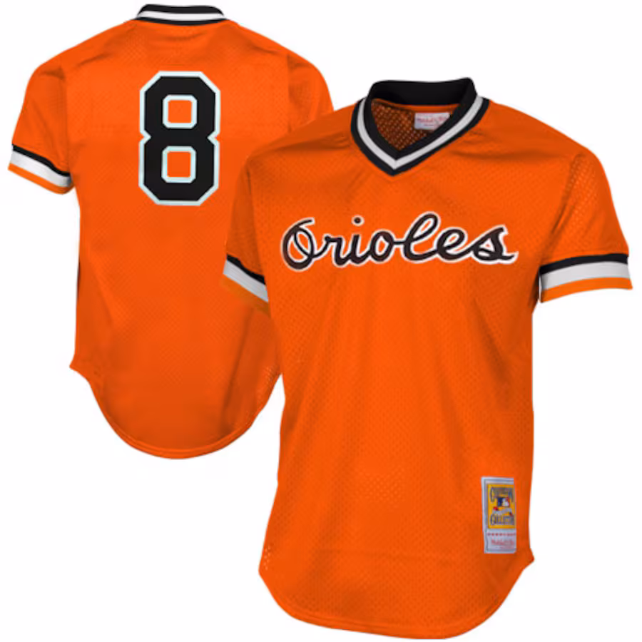 Men's Baltimore Orioles Cal Ripken Jr Mitchell & Ness Orange 1988 Authentic Cooperstown Collection Mesh Batting Practice Jersey - Puhuasuan