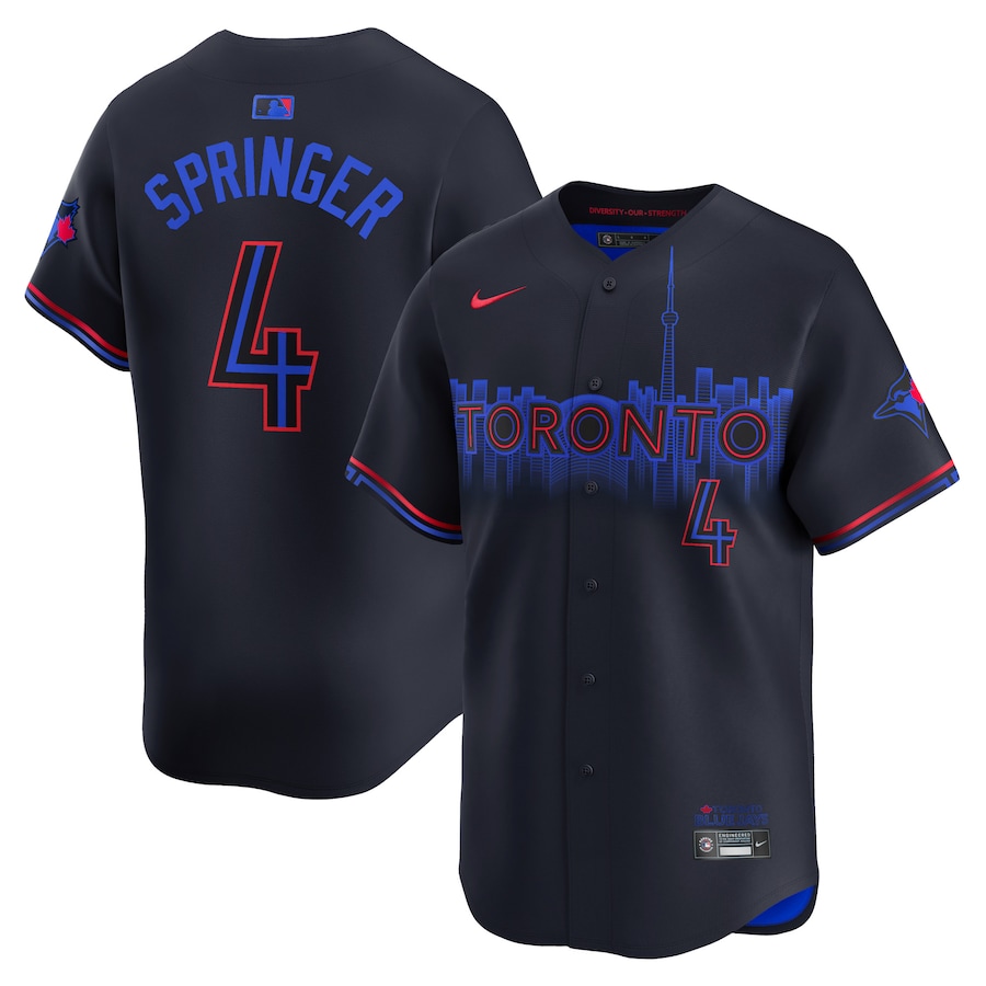 Men's Toronto Blue Jays George Springer Nike Black 2024 City Connect Limited Player Jersey - Puhuasuan