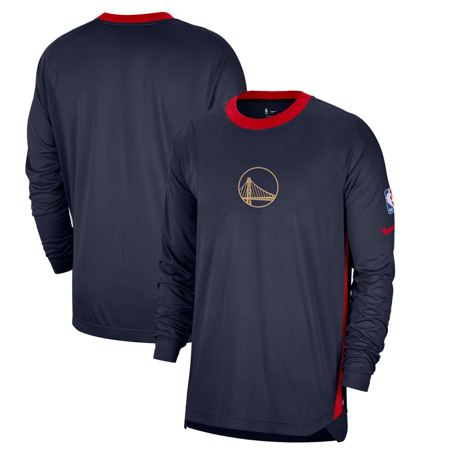 Men's Golden State Warriors Nike Navy 2024/25 City Edition Authentic Pregame Performance Long Sleeve Shooting T-Shirt - Puhuasuan