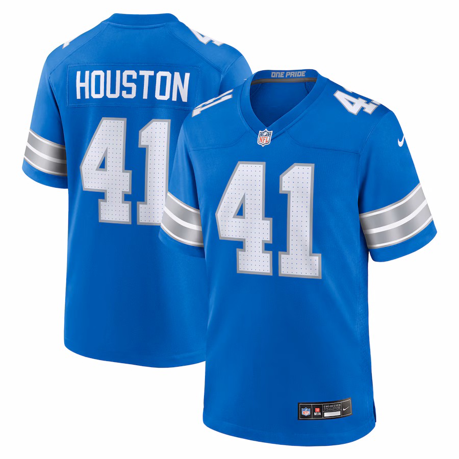 Men's Detroit Lions James Houston Nike Blue Team Game Jersey - Puhuasuan
