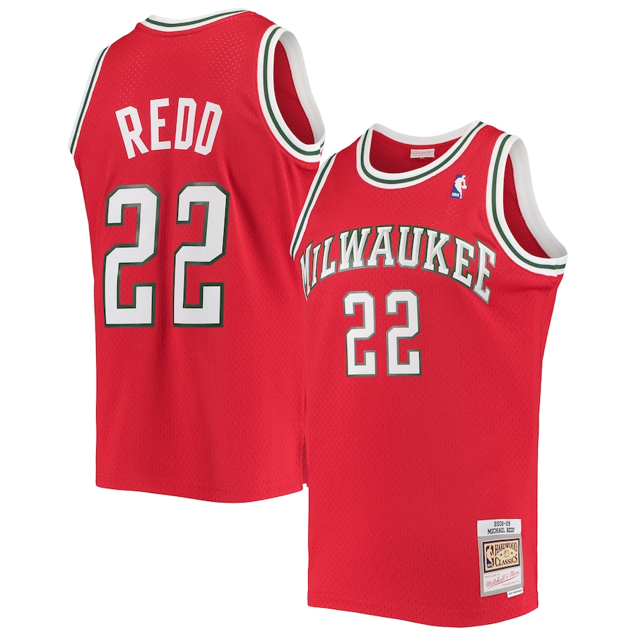 Men's Milwaukee Bucks Michael Redd Mitchell & Ness Red 2001/02 Hardwood Classics Swingman Jersey - Puhuasuan