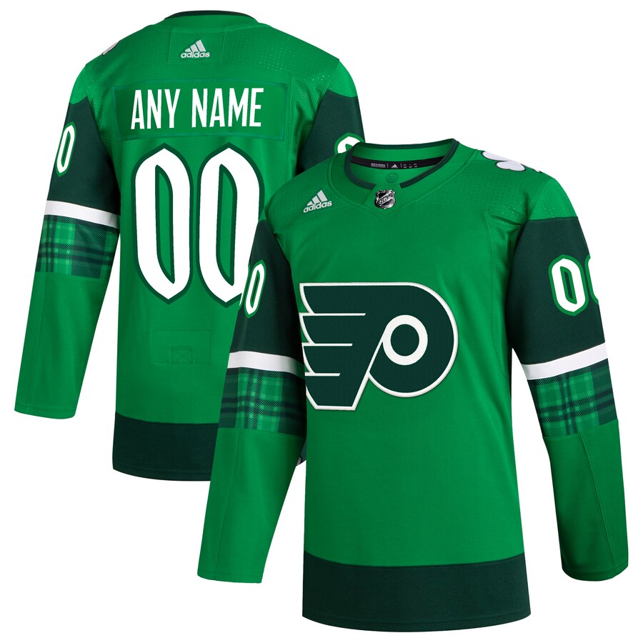 Men's Philadelphia Flyers  adidas Kelly Green St. Patrick's Day Authentic Custom Jersey - Puhuasuan