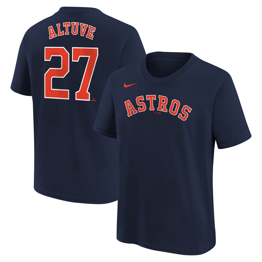 Youth Houston Astros Jose Altuve Nike Navy Home Player Name & Number T-Shirt - Puhuasuan