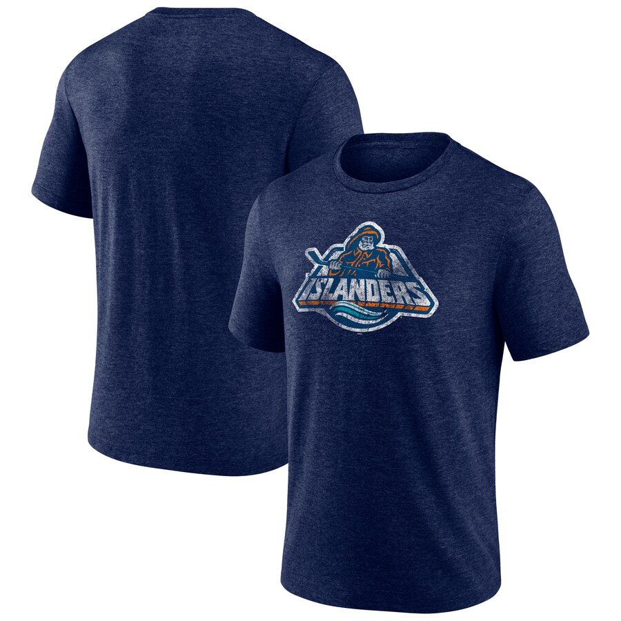 Men's New York Islanders Navy Wraparound Tri-Blend T-Shirt - Puhuasuan