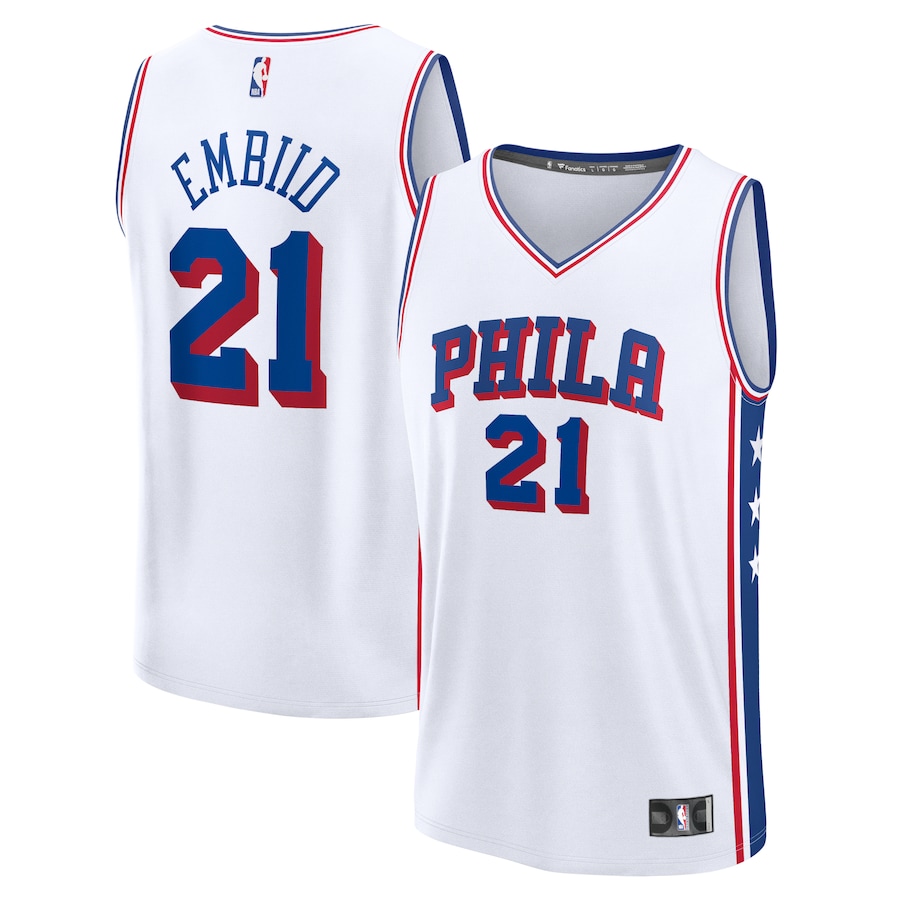 Men's Philadelphia 76ers Joel Embiid Fanatics White Fast Break Replica Player Jersey - Association Edition - Puhuasuan